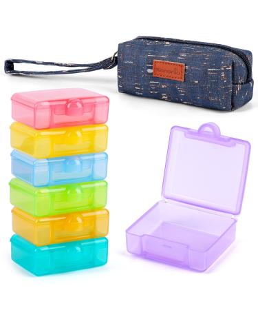Natural Cork Bag Pill Organizer 1 Times a Day Exquisite Handbag Designed with 7pcs Large Capacity Pill Cases .(Blue)
