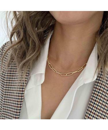 Trendy Gold Paperclip Chain Choker Necklace | Punk Paper Link Jewelry for Women & Girls - Shop Internationally - Buy Online on GoSupps.com
