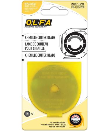 OLFA Chenille Cutter Replacement Blade, 1 Blade (CHB-1) - Tungsten Steel Circular Rotary Cutter Blade for Chenille Fabric, Crafts, Sewing, Quilting, Replacement Blade: Fits OLFA CHN-1 Chenille Cutter