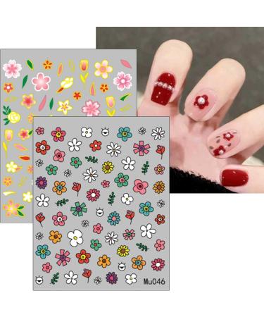 JMEOWIO 9 Sheets Spring Flower Nail Art Stickers Decals Self-Adhesive Colorful Summer White Floral Nail Supplies Nail Art Design Decoration Accessories - Buy Online on GoSupps.com