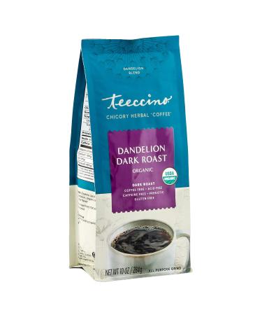 Teeccino Chicory Herbal Coffee Dandelion Dark Roast Caffeine Free 10 oz (284 g)