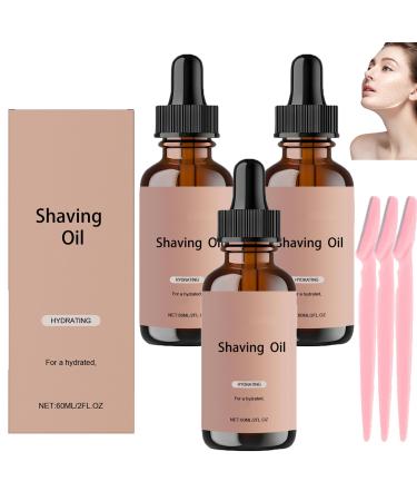 homomdy Dermaplaning Moisturizing Shaving Oil for the Face Soothing Essential Oil for Hair Removal with Vitamin E Reduces Hair Growth and Dryness Deeply Moisturizes and Soothes (3 pcs)