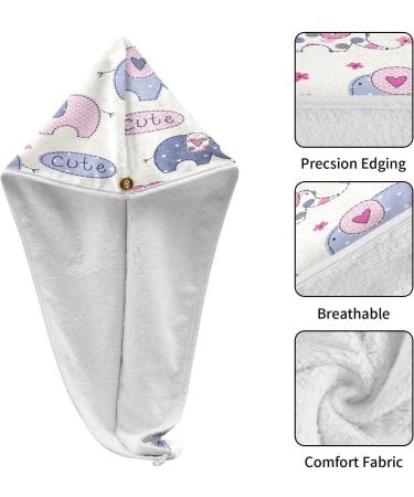 Cute Colorful Elephants Dry Hair Cap | Quick Drying Towel Set with Button Headband | Super Absorbent & Soft Comfort for All Hair Types - Buy Online on GoSupps.com