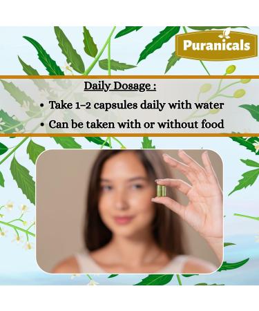 Puranicals Neem Premium 320 Capsules Non GMO and Gluten Free | Herbal Supplement | 600 mg Per Serving | Made with 100% Pure Herb Neem Powder - Buy Online on GoSupps.com