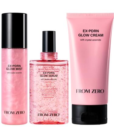 FROM ZERO EX-PDRN 3-Step Glow Routine|Glow Mist Serum and Cream|Broccoli PDRN Ginseng Exosomes 3X V-Collagen Crystal Ceramide Niacinamide|Gift for Teen Girls