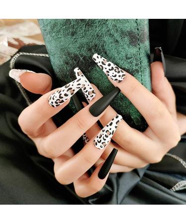 Sethain Matte Ballerina False Nails - Black Full Cover Coffin Press-On Nails for Women & Girls - Long-Lasting & Stylish - Buy Online on GoSupps.com