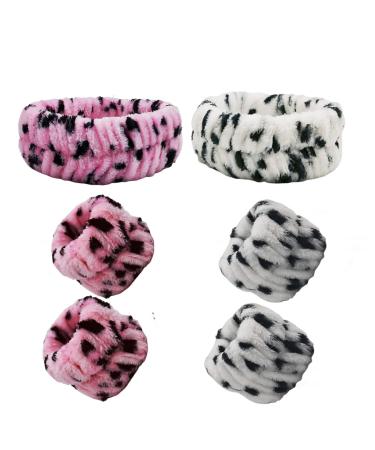 Bwerfuet 6 Pcs Spa Headband Wrist Washband Scrunchies Cuffs for Washing FaceWomen Girls Makeup Prevent Liquids from Spilling