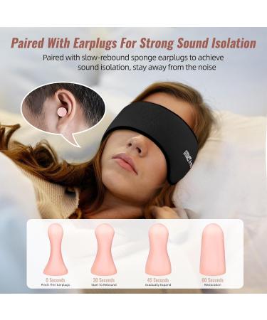 Comfortable 2-in-1 Sleep Mask & Earmuffs | Adjustable Eye Mask for Side Sleepers | Soft Eye Cover for Men & Women - Black - Buy Online on GoSupps.com