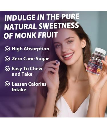 Potassium Citrate and Potassium Gluconate Supplement, 1200mg Two Forms of Potassium Gummies, w/Magnesium, Omega-3, Calcium, Vitamin D3 K2 B12 E B6, Folate for M , Nerves, Health Bones, 120Cts 60 Count (Pack of 2) - Buy Online on GoSupps.com