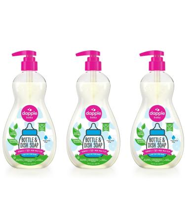 Dapple Baby, Bottle and Dish Soap Dish Liquid Plant Based Hypoallergenic 1 Pump Included, Packaging May Vary, Fragrance Free, 16.9 Fl Oz (Pack of 3) Fragrance Free 16.9 Fl Oz (Pack of 3)