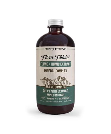 Flora Fulvic | Fulvic Acid + Humic Acid Complex 550 mg | Mined in Utah Prehistoric Deep Earth Extract | Immunity Gut Digestion Natural Trace Mineral Complex Fulvic Acid Supplement 8 fl oz.