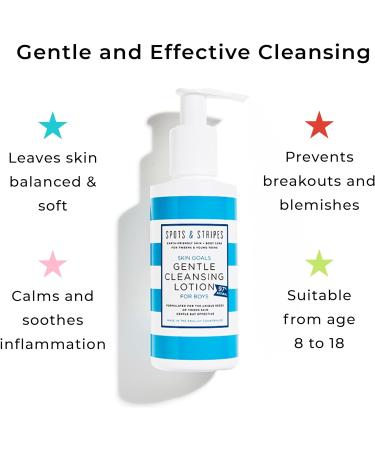 Spots & Stripes Gentle Cleansing Lotion for Boys | Skin Goals Face Wash for Teens | Blemish-Fighting with Coconut & Chamomile | 150ml - Buy Online on GoSupps.com