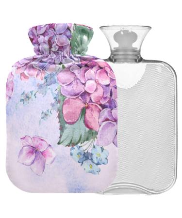 NAANLE hot water bottle with cover watercolor shortages transparent hot water bottle 2 l large warm stitching bag for menstrual cramps pain relief hand foot heat and cold therapy