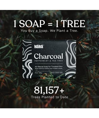 Keika Charcoal Black Soap Bar for Acne Eczema Psoriasis - 5 oz Bar for Face Body - Men Women Teens with Oily Skin - Buy Online on GoSupps.com