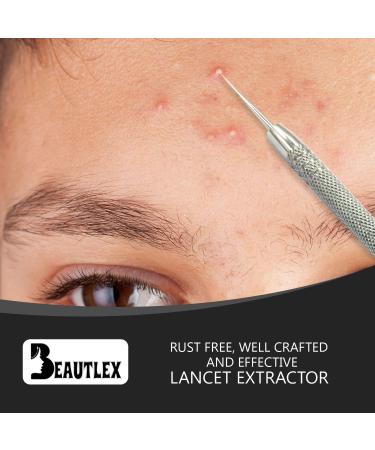 Lancet for Facial Milia & Whitehead Extraction Tool | Double Ended Angled Circle Loop & Sharp Needle | Dermatologist Recommended | Synthetic Leather Storage - Buy Online on GoSupps.com