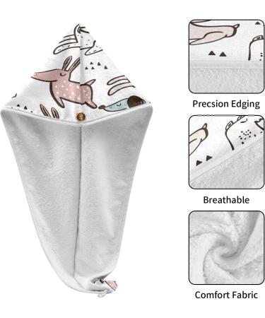 Hand Drawn Dogs Dry Hair Cap & Quick Drying Towel Set - Super Absorbent Soft & Comfortable 2 Piece with Button Headband - Buy Online on GoSupps.com