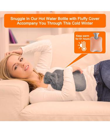 Hot Water Bottle with Cover 2L Hot Water Bag Extra Large with PVC Leak-Proof Hot Water Bag and Soft Fluffy Cover for Hand Feet Waist Warmer Menstrual Cramps Hot or Cold Compress - Buy Online on GoSupps.com