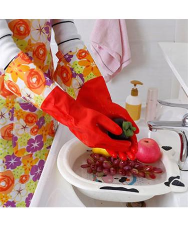 Dishwashing Gloves Long Sleeve Latex Kitchen Wash Dishes Dishwashing Gloves House Cleaning Washing Bowls Gloves Tools Red - Buy Online on GoSupps.com