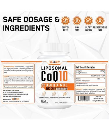 High Potency 600mg Ubiquinol CoQ10 with Liposomal Absorption - Powerful Antioxidant Coenzyme Q10 - 60 Easy-Swallow Softgels - Buy Online on GoSupps.com