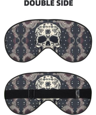 Skull Yoga & Flower Print Unisex Eye Mask | Soft Comfortable Light-Blocking Sleep Mask for Travel & Relaxation - Buy Online on GoSupps.com