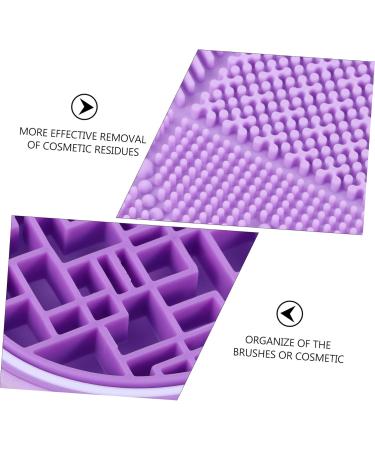 Healeved 2 in 1 Makeup Brush Storage Box & Cleaner - Purple Brush Mat Holder Scrubber Stand (11x11cm) | International Shipping Available - Buy Online on GoSupps.com