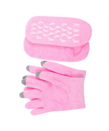 Beaupretty 1 Set Gloves and Foot Mask Set Moisturizing Gloves Overnight Moisturizing Gloves for Female Moisturizing Gloves for Hand Moisturizing Gloves for Night Pink Fabric Sock Women's Gel