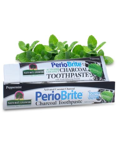 PERIOBRITE Activated Charcoal Toothpaste (Pack of 3) 4 oz. Nature's Answer Tooth Whitening Plaque Removing Peppermint Flavored Stain Remover | Fluoride Free