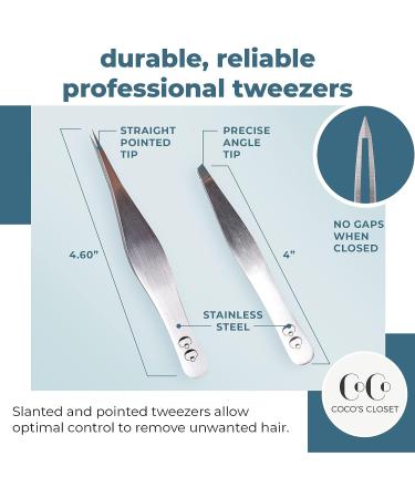 Cocos Precision Tweezers Set for Ingrown Hair & Eyebrow Removal - Blackhead & Facial Hair Remover Tool with Sharp Needle Nose Point - Buy Online on GoSupps.com