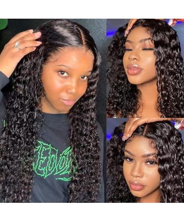 26inch Transparent Lace Front Water Wave Wigs Human Hair 4x4 Lace Front Water Curly Wave Wigs Brazilian Virgin Hair Water Deep Wave Lace Closure Wigs Middle Part Glueless Wet and Wavy Curly Wigs 26 Inch (Pack of 1) 4x4wate…