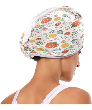 Strawberry Flowers Dry Hair Cap Set | 2 Piece Quick Drying Towel & Button Headband | Super Absorbent & Comfortable - Buy Online on GoSupps.com