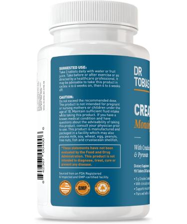 Dr. Tobias Creatine Monohydrate Pills | 5g Complex with Creatine Alpha-Ketoglutarate & Pyruvate | Muscle Strength Energy & Recovery | 90 Tablets - Buy Online on GoSupps.com