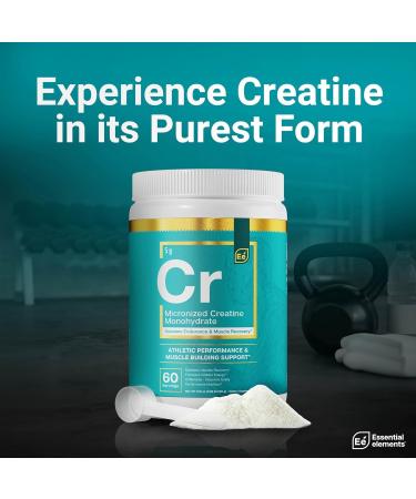 Essential Elements Micronized Creatine Monohydrate Powder for Men & Women - Unflavored & Easily Dissolved - 60 Servings 11 Ounce (Pack of 1) - Buy Online on GoSupps.com