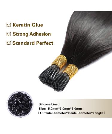 Sunya I Tip Human Hair Extensions Natural Black 16 Inch Remy Straight Stick Tip - 40g 50 Strands - Pre-Bonded Keratin Fusion - Real Human Hair #1B - Buy Online on GoSupps.com
