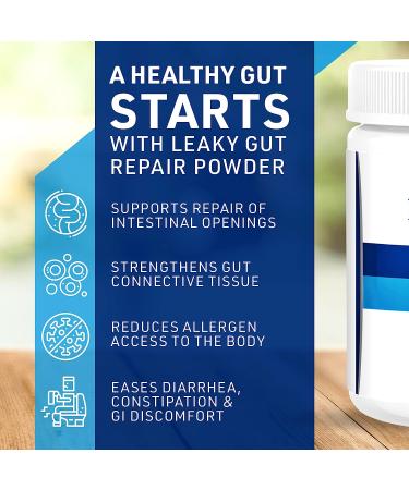 Liver Medic Leaky Gut Repair L Glutamine Powder - Gluten-Free Gut Health Supplement - Soothes Bloating & IBS - 180g Unflavored - Buy Online on GoSupps.com