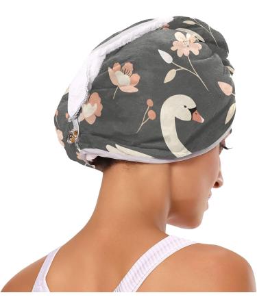 Super Absorbent Swan & Flowers Hair Towel 2 Pack - Quick Drying Hair Turbans for Women & Girls - Buy Online on GoSupps.com