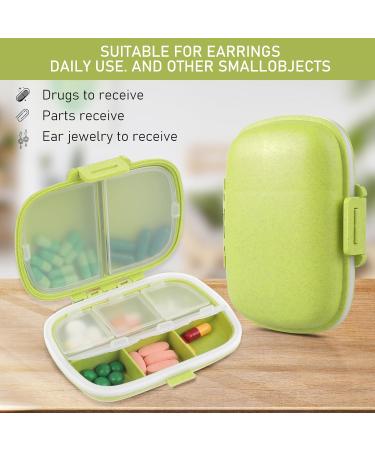 Sibba Weekly Pills Organizer Box - 7-Day Travel Medication Case with 8 Grids - Green Pocket Holder for Daily Medication Storage - Buy Online on GoSupps.com