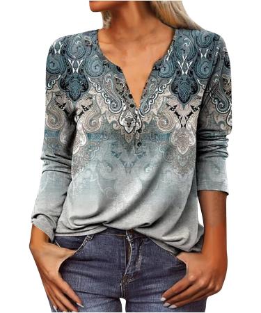 Women's Spring/Summer 2023 Workout Vintage Printing Casual Tops Dark Blue-7 Medium - Buy Online on GoSupps.com