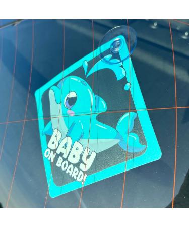 2pcs Baby on Board Car Warning Sticker Set with Dolphin Design and Suction Cups - Buy Online on GoSupps.com