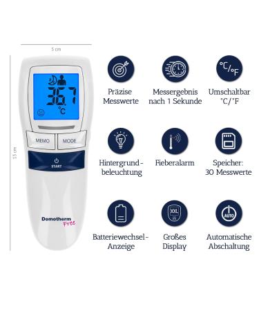 Domotherm Free Contactless Infrared Thermometer - Fast Accurate Forehead Fever Measurement for Babies Children & Adults - Buy Online on GoSupps.com