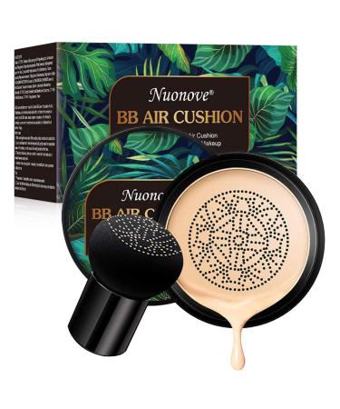 BB Air Cushion BB Cream CC Cream Concealer Cushion All-Day Flawless Foundation Makeup, Even Skin Tone Makeup Base Primer with Mushroom Air Cushion, Easy to Apply, Thin, moist, lasting (Natural) 1 Count (Pack of 1)