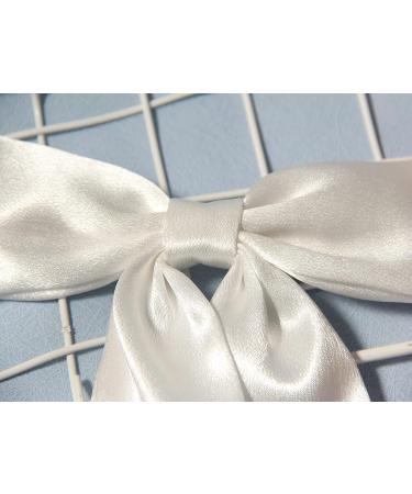 Furling Pompoms Bow Hair Clips - White Satin Ribbon Bows for Women & Girls | Hair Accessories for Party, Wedding, Prom | 2pcs Set - Buy Online on GoSupps.com