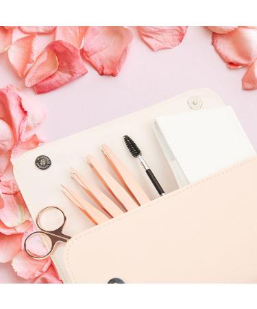 Precision Eyebrow Tweezers Set Pack of 6 - Rose Gold Tweezers Scissors Brush Kit for Women - Facial Hair Removal and Ingrown Hair - Includes Leather Case - Perfect Gift Item - Buy Online on GoSupps.com
