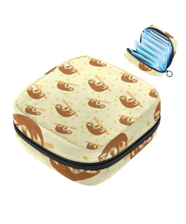 Storage bags for women's tape with a cute sloth and baby sloth large menstrual cup pocket with zipper periodic inserts bags panty liners tampons for girls and