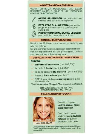 Garnier BB cr me classique SkinActive pour peau uniforme et hydrat e look naturel enrichi en acide hyaluronique Aloe Vera et pigments min raux SPF 15 Teinte : Moyen-clair Classique Moyen-Clair - Buy Online on GoSupps.com