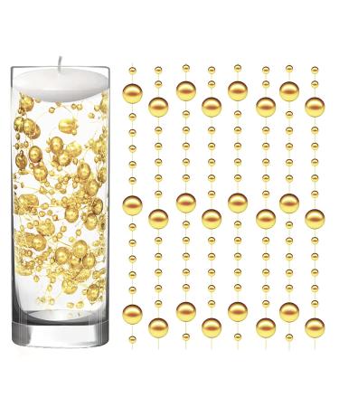 50 Pcs Artificia Pearl String for Floating Candles Vases Centerpieces, Gold Faux Pearl Beads String Vase Filler for Wedding Table Centerpieces Party Decor.