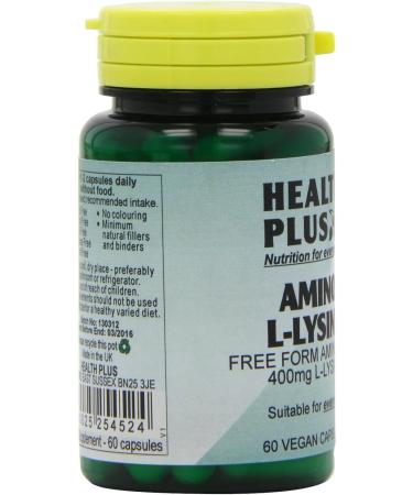 Health Plus L-Lysine HCL 500mg Amino Acid Supplement - 60 Capsules - Buy Online on GoSupps.com