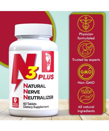 N3 Natural Nerve Neutralizer Plus - Advanced Nerve Support Supplement with Vitamin D3 B1 B6 B12 DHA & Turmeric - 60 Tablets for Repair & Regeneration - Buy Online on GoSupps.com