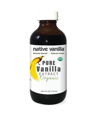 Native Vanilla - Organic Pure Vanilla Extract - 4 Fl Oz - Perfect for Cooking and Baking, and Dessert Crafting Organic Vanilla 4 Fl Oz (Pack of 1)