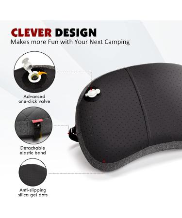 Hikenture Ultralight Camping Pillow - Inflatable & Washable, Neck & Lumbar Support, Portable Blow Up Pillow for Outdoor Travel - Grey 16.2x10.6x3.75 - Buy Online on GoSupps.com