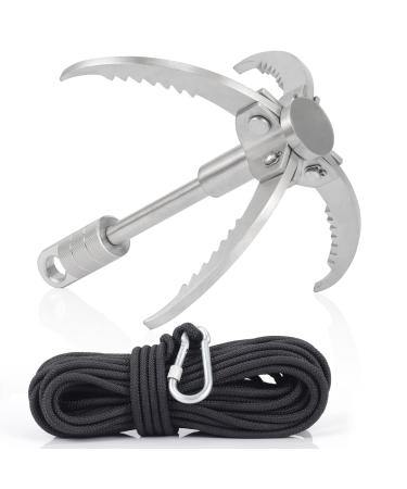 GYANDULY Large Grappling Hook with 65ft Rope, 4-Claw Folding Stainless Steel Grapple Hooks for Outdoor Survival, Camping, Hiking, Tree &Mountain Climbing - Buy Online on GoSupps.com